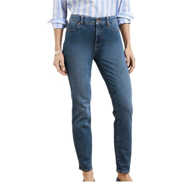 Talbots Slim Ankle Mid-Rise Jeans Women's 8 | Blue | 5-pocket Denim | EUC - Picture 1 of 11